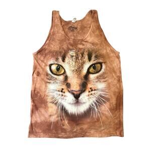 NWOT The Mountain Tie Dye Cat Face Tank Top Women's Large Brown Cotton